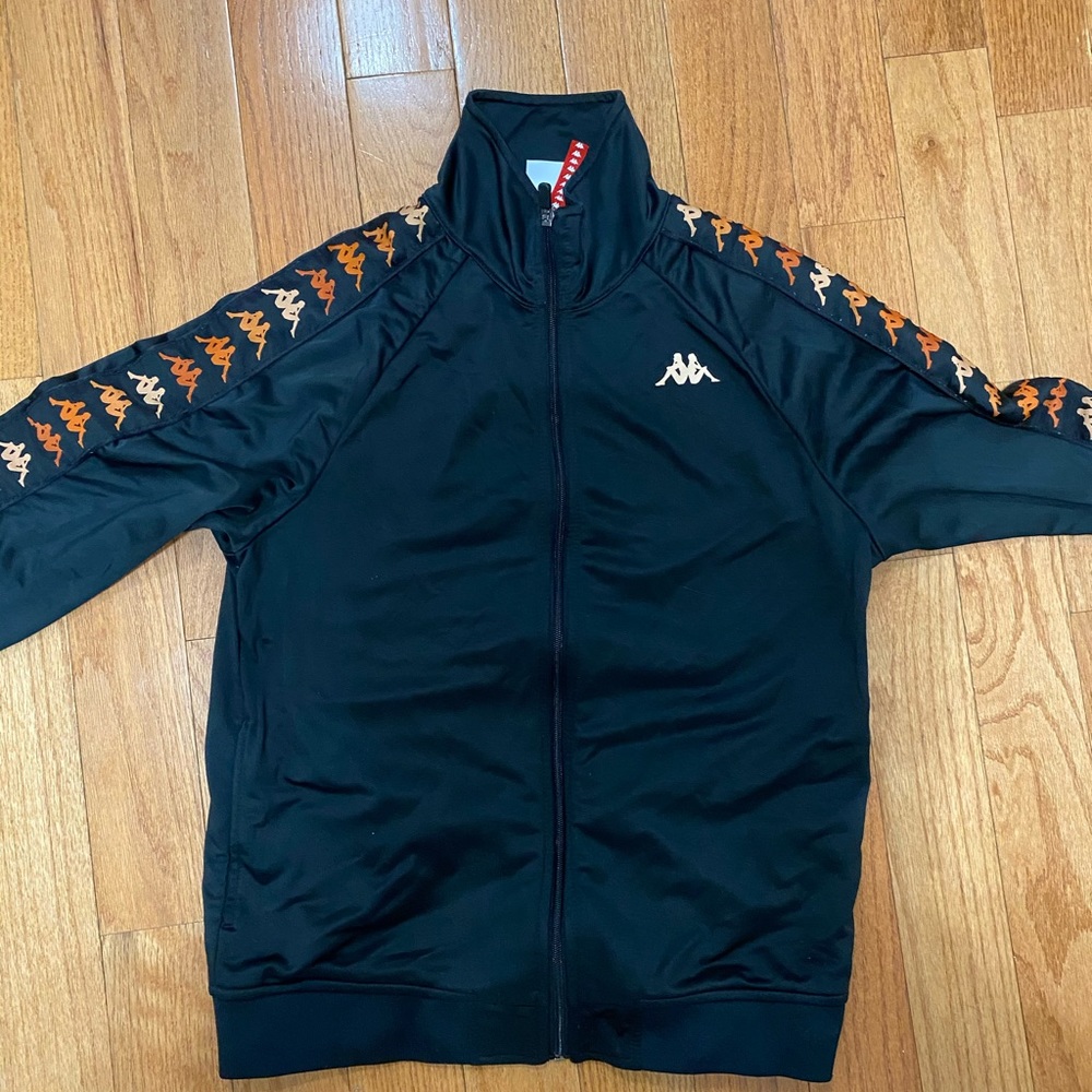 kappa 222 Anniston Track Jacket in Black/Apricot